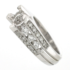 14k Vintage Style Semi-Mount Diamond Engagement Ring 1.03 Cts