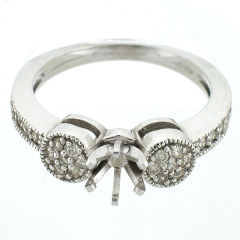 14k Vintage Style Semi-Mount Diamond Engagement Ring 0.42 Cts