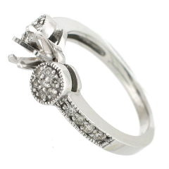 14k Vintage Style Semi-Mount Diamond Engagement Ring 0.42 Cts