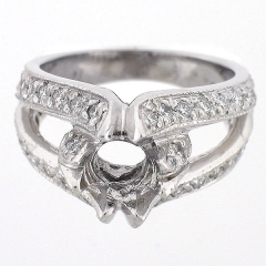 14K Vintage Style Split Shank Semi-Mount Diamond Ring 0.82 Ctw