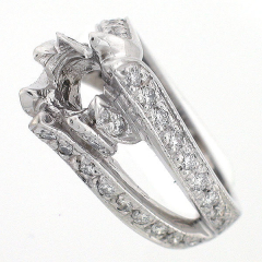 14K Vintage Style Split Shank Semi-Mount Diamond Ring 0.82 Ctw