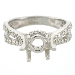 14K Split Shank Semi-Mount Diamond Engagement Ring Setting 0.97 Cts