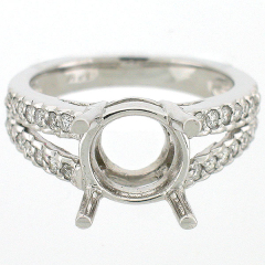 14K Split Shank Semi-Mount Diamond Engagement Ring Setting 0.52 Cts