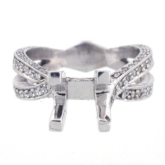 14k Vintage Style Split Shank Semi-Mount Diamond Engagement Ring 0.92 Cts