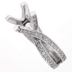 14k Vintage Style Split Shank Semi-Mount Diamond Engagement Ring 0.92 Cts
