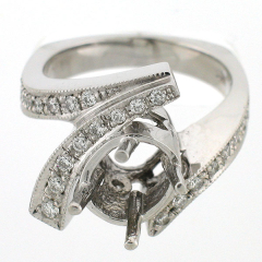 14K Modern Wrap Around Semi Mount Diamond Ring 0.49 Ctw