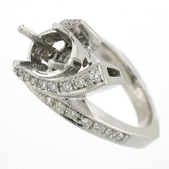 14K Modern Wrap Around Semi Mount Diamond Ring 0.49 Ctw