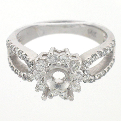 14k Split Shank Semi Mount Diamond Engagement Ring 0.92 Ctw