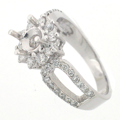 14k Split Shank Semi Mount Diamond Engagement Ring 0.92 Ctw