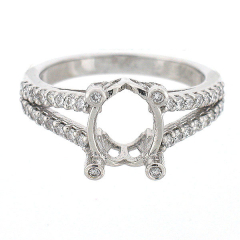14k Vintage Style Split Shank Semi-Mount Diamond Engagement Ring 0.74 Ctw