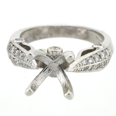 14k Vintage Style Semi-Mount Diamond Engagement Ring 0.56 Cts