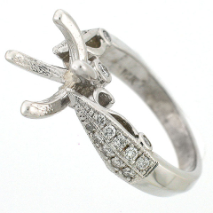 14k Vintage Style Semi-Mount Diamond Engagement Ring 0.56 Cts
