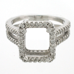 14K Split Shank Semi-Mount Diamond Ring Setting 0.98 Cts