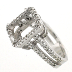 14K Split Shank Semi-Mount Diamond Ring Setting 0.98 Cts