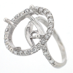 14k Halo Diamond Semi-Mount Ring Setting 0.87 Ctw