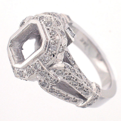 14k Antique Style Semi-Mount Diamond Ring 1.18 Cts.
