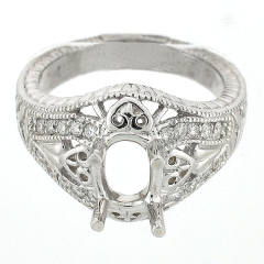 14k Antique Style SemiMount Diamond Engagement Ring 0.36 Cts