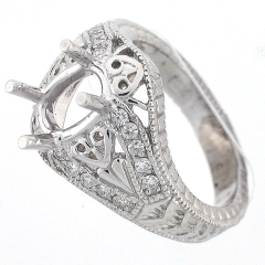 14k Antique Style SemiMount Diamond Engagement Ring 0.36 Cts
