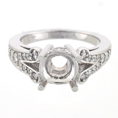 14k Vintage Style Split Shank Semi Mount Diamond Engagement Ring 0.70 Ctw