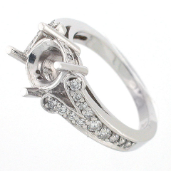 14k Vintage Style Split Shank Semi Mount Diamond Engagement Ring 0.70 Ctw