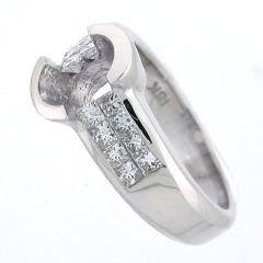 18k White Gold Semi Mount Diamond Ring 0.93 Cts with Invisible Setting