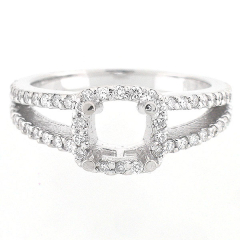 14K Split Shank Halo Semi Mount Diamond Engagement Ring 0.65 Cts