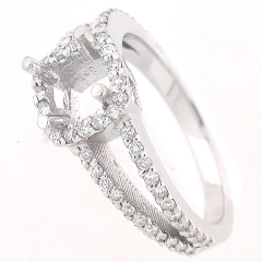 14K Split Shank Halo Semi Mount Diamond Engagement Ring 0.65 Cts