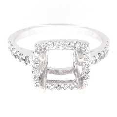 14k Diamond Halo Semi Mount Engagement Ring 0.50 Ctw