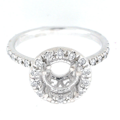 14k Diamond Halo Semi Mount Engagement Ring 0.56 Ctw