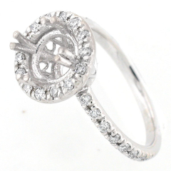 14k Diamond Halo Semi Mount Engagement Ring 0.56 Ctw
