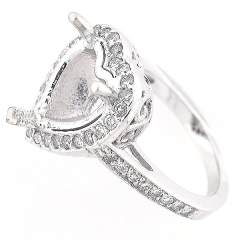14k Vintage Style Heart Shaped Semi-Mount Diamond Ring 0.71 Cts