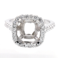 14k Semi Mount Diamond Halo Ring 0.91 Ctw.