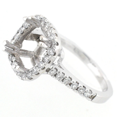 14k Semi Mount Diamond Halo Ring 0.91 Ctw.