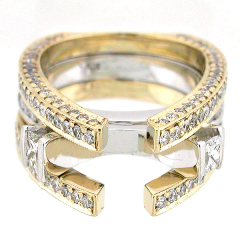 14k Two Tone Semi Mount Diamond Ring with Tension Setting 3.06 Cts