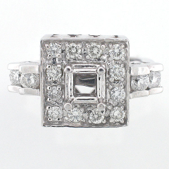 14k White Gold Semi Mount Diamond Ring 1.09 Cts