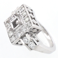 14k White Gold Semi Mount Diamond Ring 1.09 Cts