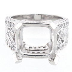 14k White Gold Semi Mount Diamond Ring Setting 1.30 Cts