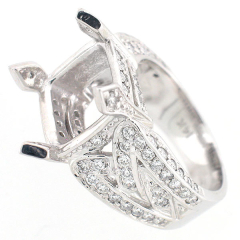 14k White Gold Semi Mount Diamond Ring Setting 1.30 Cts