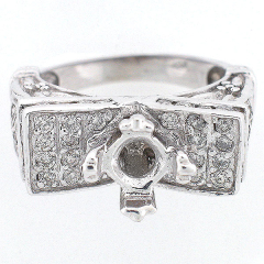 14k White Gold Semi Mount Antique Reproduction Diamond Ring 1.20 Cts