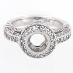 14k White Gold Semi Mount Diamond Ring Setting 1.38 Cts
