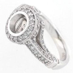 14k White Gold Semi Mount Diamond Ring Setting 1.38 Cts