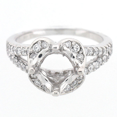 14k White Gold Split Shank Semi Mount Diamond Ring 0.64 Cts