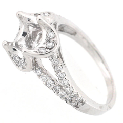 14k White Gold Split Shank Semi Mount Diamond Ring 0.64 Cts