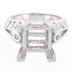 14k White Gold Split Shank Semi Mount Diamond Ring 0.42 Cts
