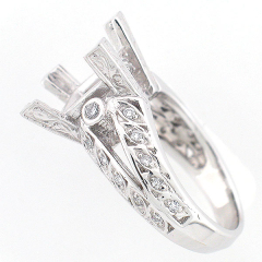 14k White Gold Split Shank Semi Mount Diamond Ring 0.42 Cts