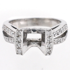 14k White Gold Semi Mount Diamond Ring 0.64 Cts with Tension Setting