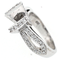 14k White Gold Semi Mount Diamond Ring 0.64 Cts with Tension Setting