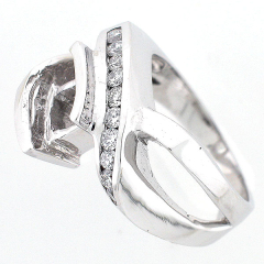 14k White Gold Modern Semi Mount Diamond Ring 0.44 Cts