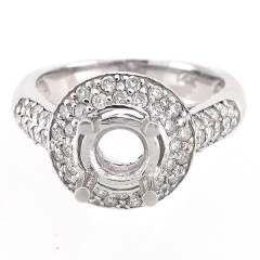 14k White Gold Semi Mount Diamond Ring 0.91 Cts