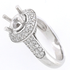 14k White Gold Semi Mount Diamond Ring 0.91 Cts